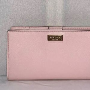 Kate Spade Newbury Lane Stacy Saffiano Leather Clutch Wallet WLRU1601 Pink